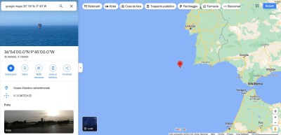 36° 54' N, 9° 45' W